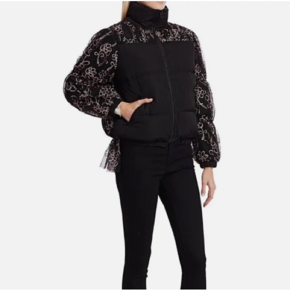 Sandy Liang Metallic Floral Organza Tulle Down Puffer - Picture 11 of 13